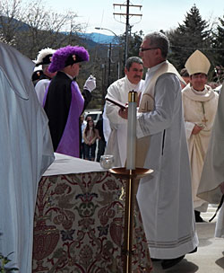 Fr. Salomon, Deacon Angel and Bishop Tyson